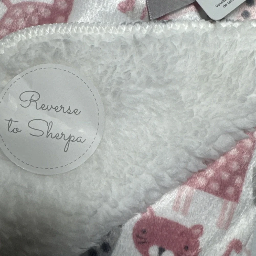 NEW DREAMERS SHERPA BABY Girl 30 X 40 JUNGLE Pink BLANKET Shower Gift